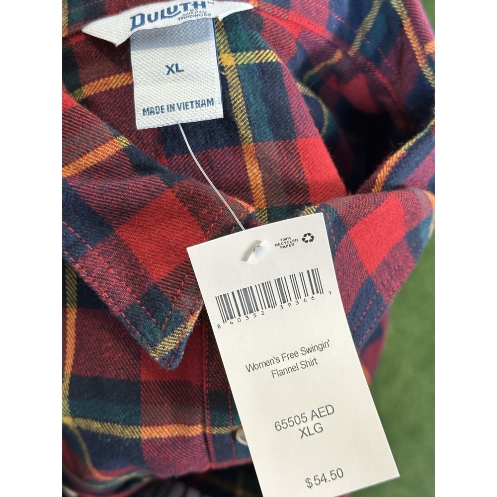Duluth Trading Co Free Swingin' Flannel Shirt Womens‎ XL Plaid Casual 65505 NWT - Picture 5 of 16